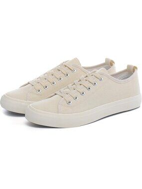 Women's Tan Canvas Shoes Lightweight Extra Laces Low Top Lace-Up Sneakers
